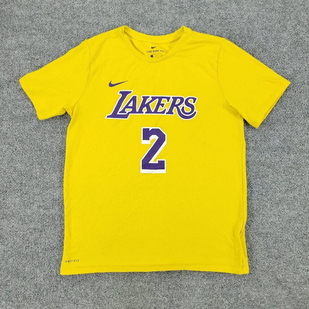 Los Angeles Lakers Shirt Women's Large Yellow Nike NBA Basketball Short Sleeve
